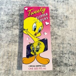 NIB 1996 Vintage Tweety Slipper Socks One Size